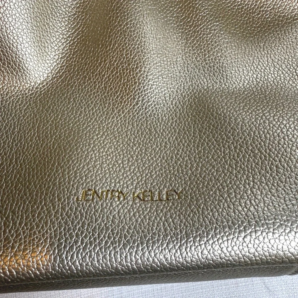 Jentry Kelley Gold Metallic Knotted Handle‎ Vegan Leather Crossbody Hobo Bag